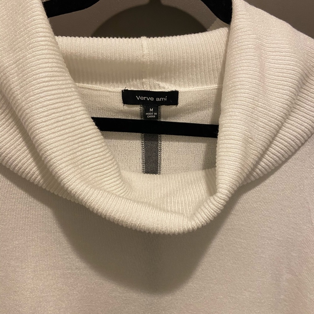 Ivory and gray turtleneck long sleeve.